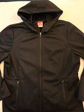Men's XL GERRY Black Hooded Soft Shell LIned Jacket Coat